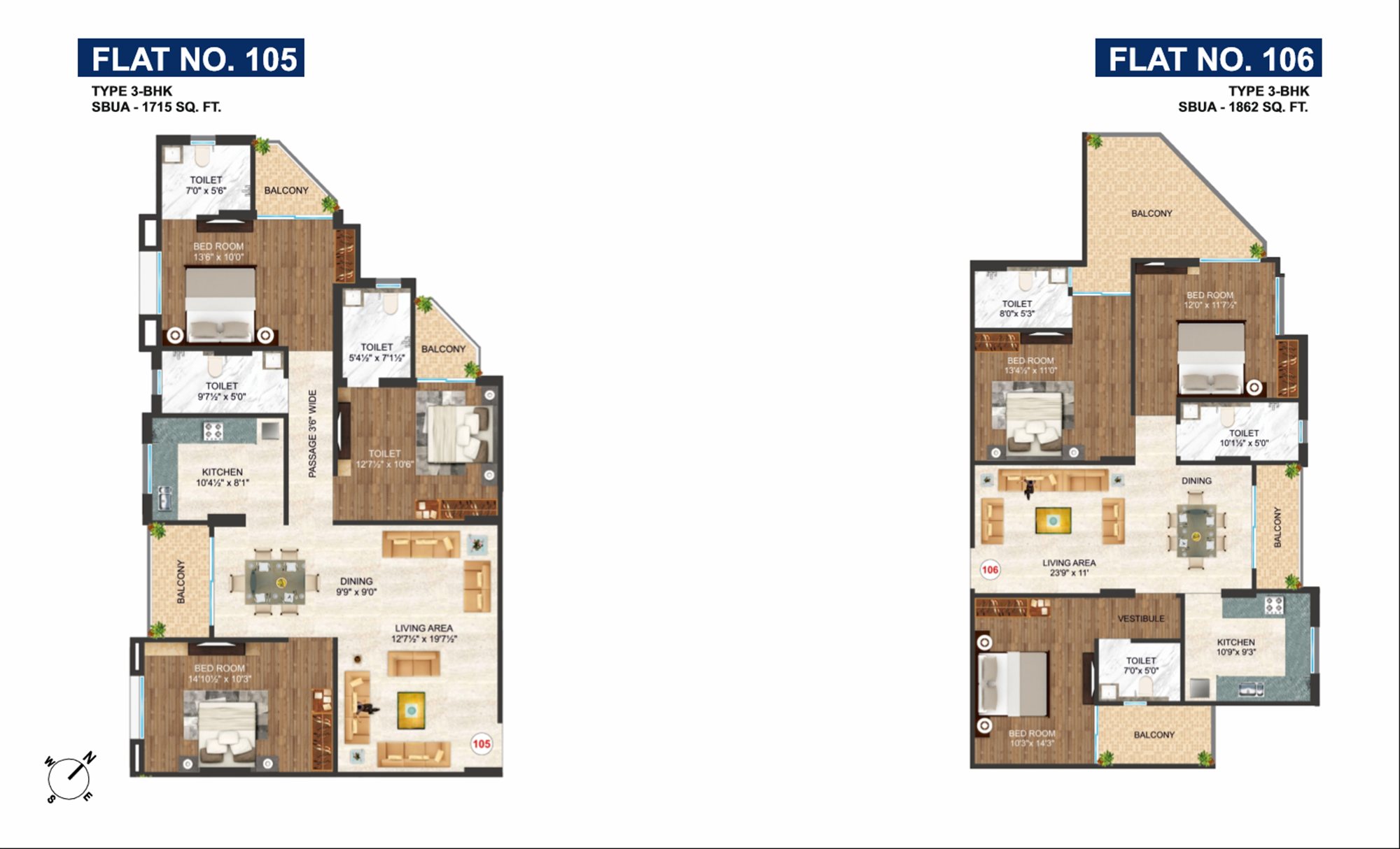 Unit plans 105, 106